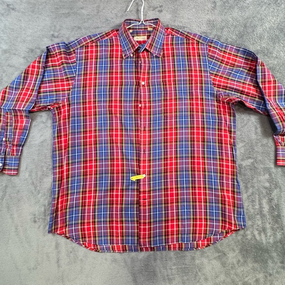Peter Millar Vibrant Red and Blue Plaid Shirt